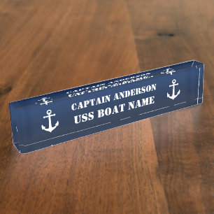 Porte-nom Ancre nautique Vintage Capitaine et bateau