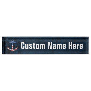 Porte-nom Ancre patriotique vintage USA nautiques de drapeau