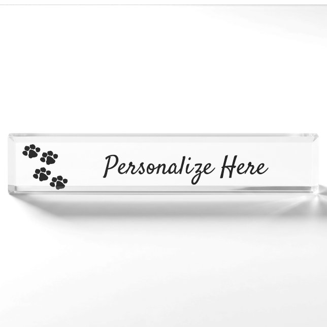 Porte-nom Animaux Empreintes de pattes Nom Plaque (Devant)