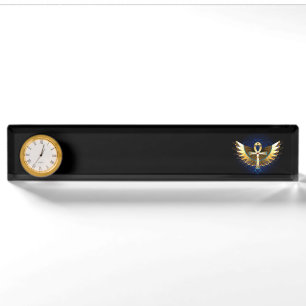 Porte-nom Ankh or avec ailes