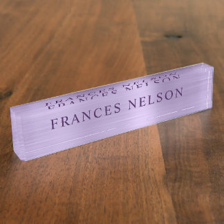 Porte-nom Apparence métallique violet pâle Serif élégant