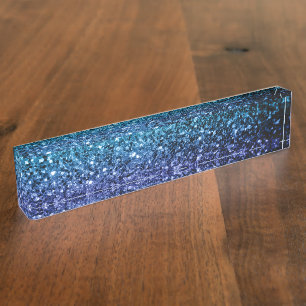 Porte-nom Aqua blue Ombre faux scintillants de parties scint
