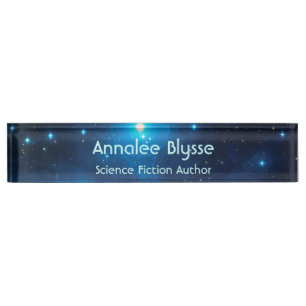 Porte-nom Aqua Blue Science Fiction Auteur