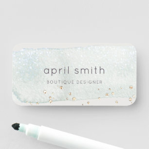 Porte-nom Aquarelle Abstraite Aqua Silver Brush Stoke