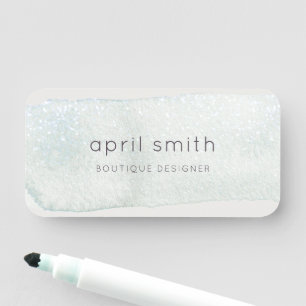 Porte-nom Aquarelle Abstraite Aqua Silver Brush Stoke