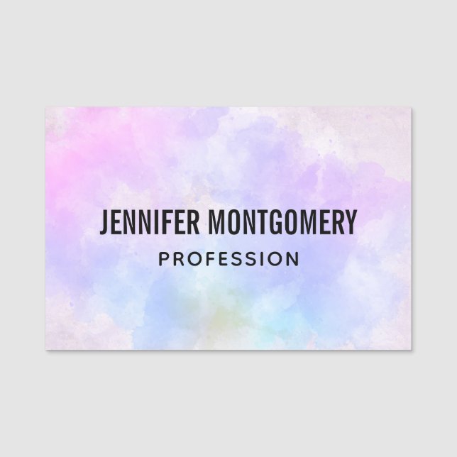 Porte-nom Aquarelle Abstraite bleu violet élégant (Devant)