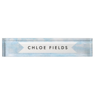Porte-nom Aquarelle de nuages de blanc de bleu de ciel et