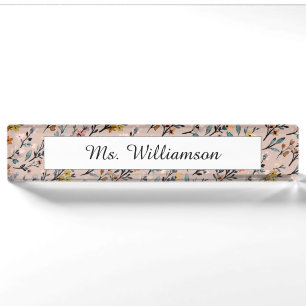 Porte-nom Aquarelle florale Boho Rose Dusty personnalisée