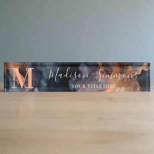 Porte-nom Aquarelle marbre bureau professionnel