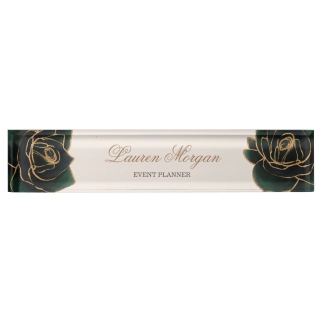 Porte-nom Aquarelle or | Plaque signalitique nom (Devant)