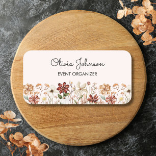 Porte-nom Aquarelle personnalisée Vintage Fleur sauvage pré