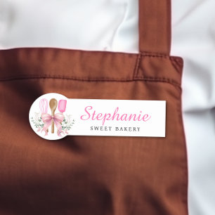 Porte-nom Aquarelle Pink Ustensiles Douceur Boulangerie