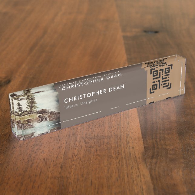 Porte-nom Aquarelle professionnelle moderne Tahoe Lake Peint (Taille)