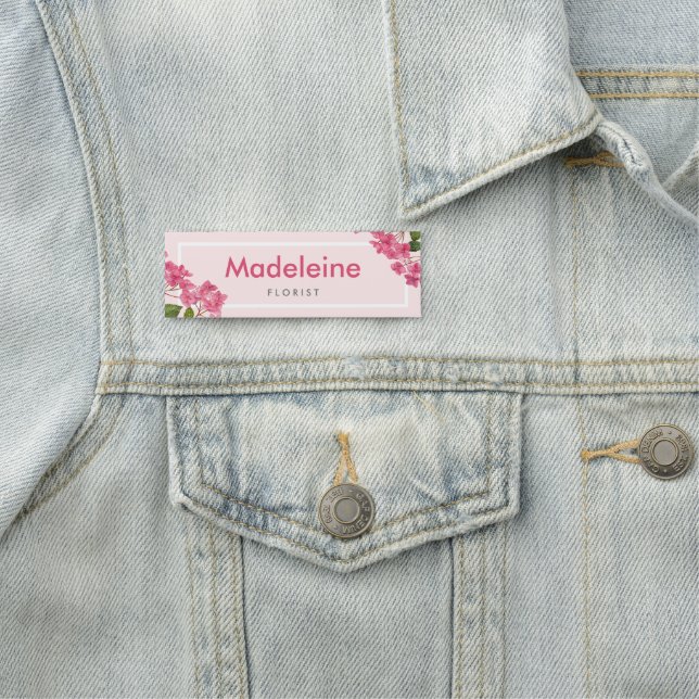 Porte-nom Aquarelle rose Hydrangée Lacecaps Illustration (En situation)