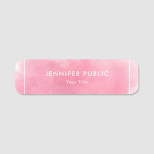 Porte-nom Aquarelle rose Movée Art Modèle Élégant Moderne