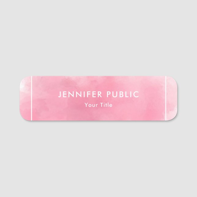 Porte-nom Aquarelle rose Movée Art Modèle Élégant Moderne (Devant)