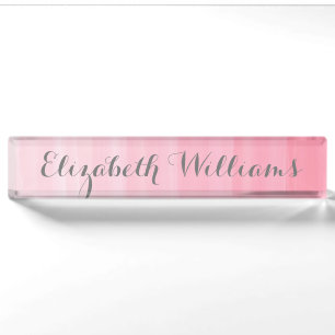 Porte-nom Aquarelle rose Ombre feminine Monogramme Nom