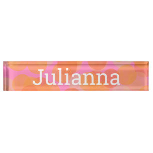 Porte-nom Aquarelle rose orange coloré Géométrique personnal