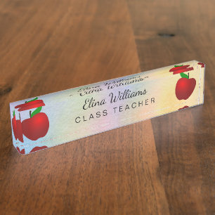 Porte-nom Aquarelle rouge d'Apple de maître d'école