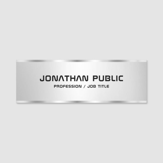 Porte-nom Argent tendance sur mesure look élégant Modèle mod (Devant)