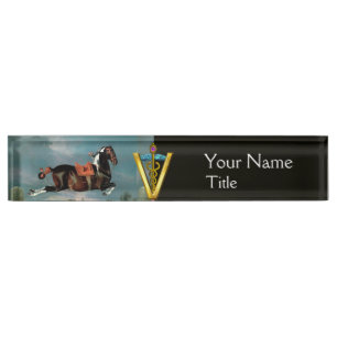 PORTE-NOM ARGUMENT DE CHEVAL "OR CADUCEUS VÉTÉRINAIRE SYMBOL