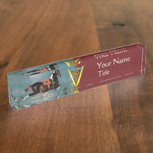 PORTE-NOM ARGUMENT DE CHEVAL "OR CADUCEUS VÉTÉRINAIRE SYMBOL