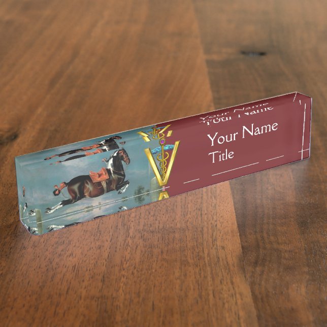 PORTE-NOM ARGUMENT DE CHEVAL "OR CADUCEUS VÉTÉRINAIRE SYMBOL (Taille)