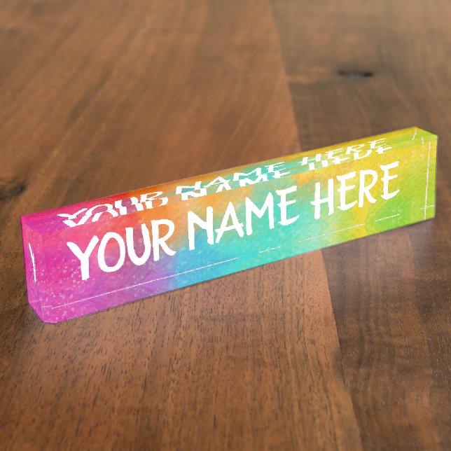 Porte-nom Arrière - plan Rainbow - Customisez votre propre n (Taille)
