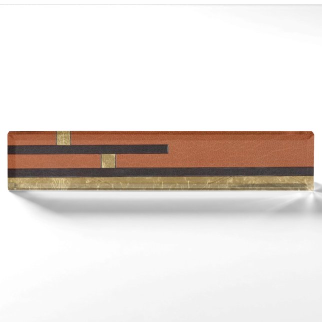 Porte-nom Art Déco en or et beige (Devant)