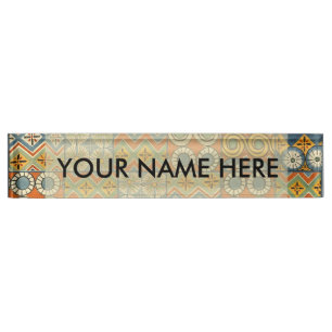Porte-nom Art Géométrique Coloré Antique Égyptien Graphique