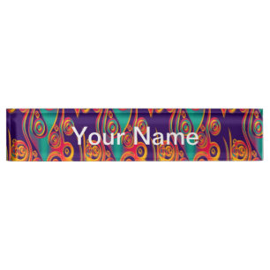 Porte-nom Art Motif tatouage - flammes & cercles
