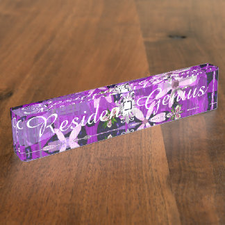 Porte-nom Art rose et pourpre de fleur