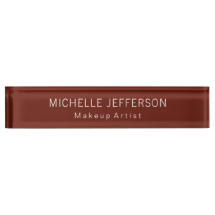 Porte-nom Artiste de maquillage Brown rouge Entreprise uniqu