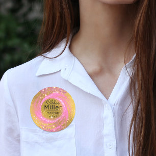 Porte-nom Artiste de maquillage rose et or élégant