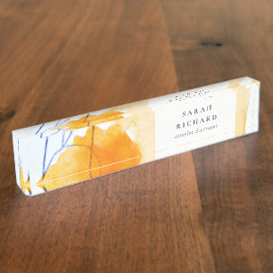 Porte-nom Artistic Abstrait bleu aquarelle
