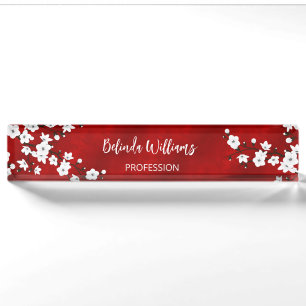 Porte-nom Asia Floral White Cherry