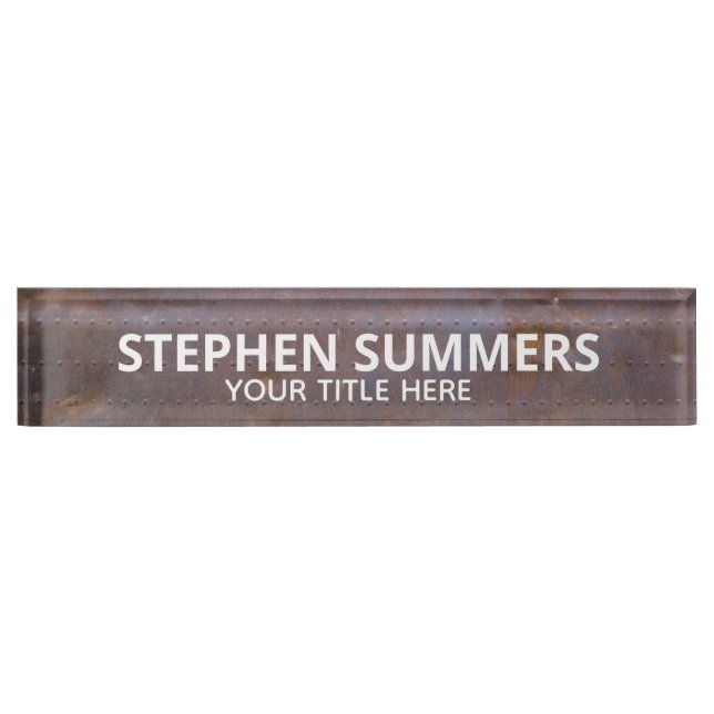 Porte-nom Aspect métallique industriel Texture (Devant)
