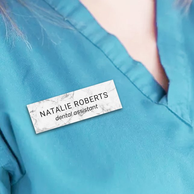 Porte-nom Assistant dentaire Marbre blanc moderne Dentiste (Créateur téléchargé)