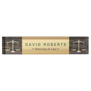 Porte-nom Avocat de Droit Modern Gold & Wood