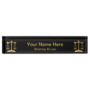 Porte-nom Avocat de la loi Avocat - Noir et or