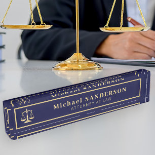 Porte-nom Avocat élégant au barreau professionnel or marine