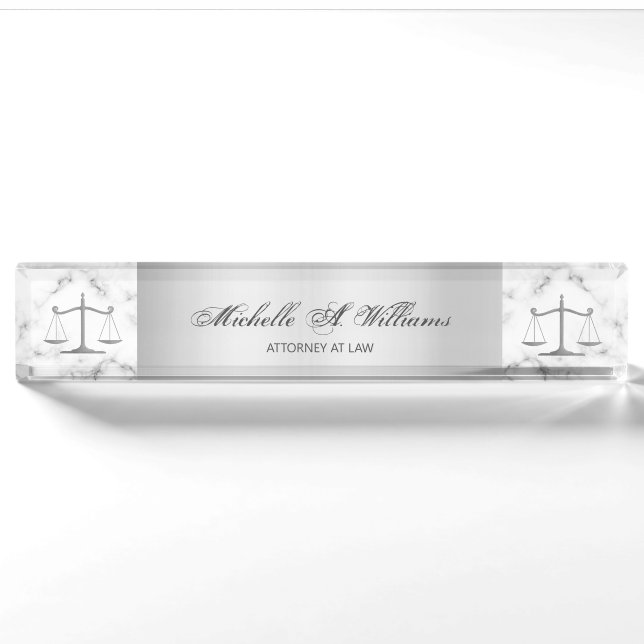 Porte-nom Avocat juriste de l'Elégance du marbre et de l'arg (Devant)