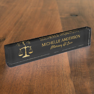 Porte-nom Avocat professionnel Black Gold