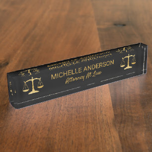Porte-nom Avocat professionnel Black Gold
