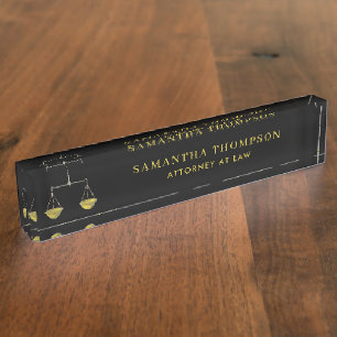 Porte-nom Avocat professionnel Black & Gold - Échelle de pro