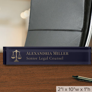 Porte-nom Avocat professionnel bleu marine