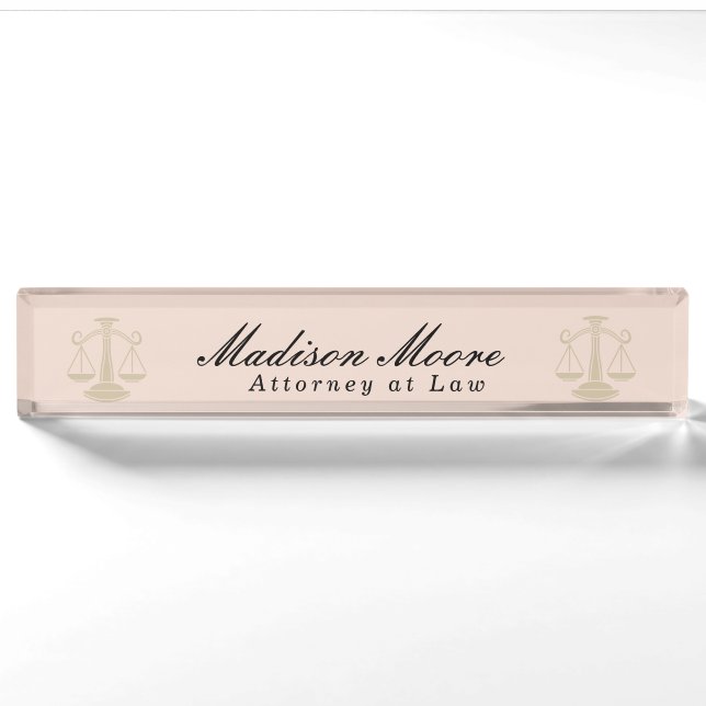 Porte-nom Avocat professionnel Blush Pink (Devant)