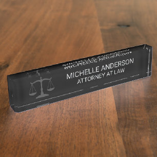 Porte-nom Avocat professionnel noir blanc
