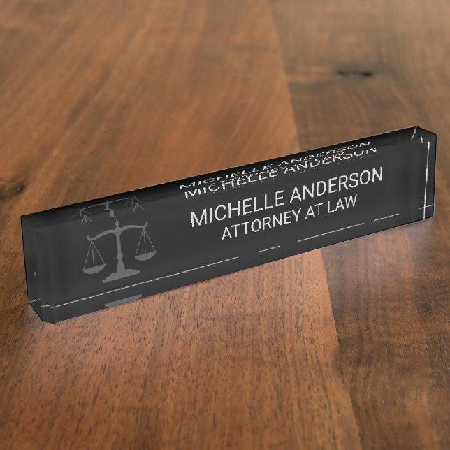 Porte-nom Avocat professionnel noir blanc (Taille)