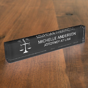 Porte-nom Avocat professionnel noir blanc